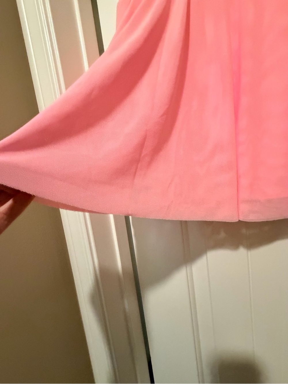 Light Pink Pleated Mesh Drawstring Mini Skirt - Picture 3 of 8